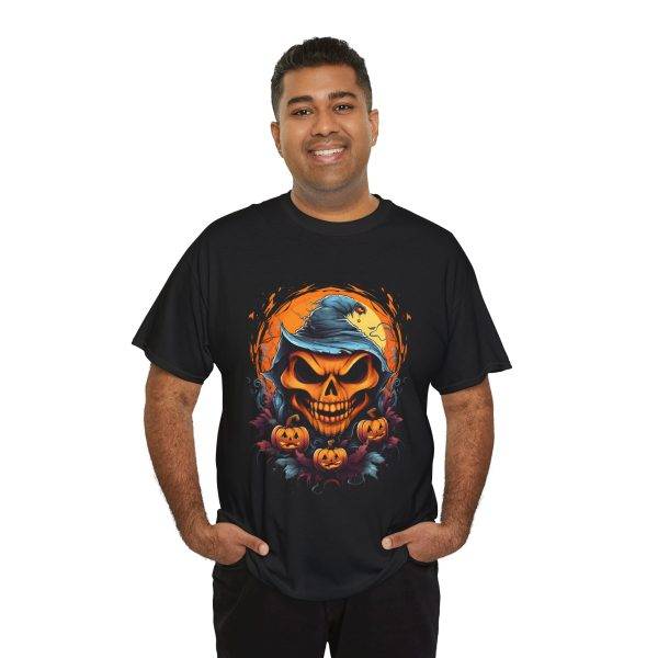 Scary Halloween Pumpkin Black Color T-Shirt For Unisex Heavy Cotton Tee Scary Halloween Pumpkin Black Color T-Shirt For Unisex Heavy Cotton Tee