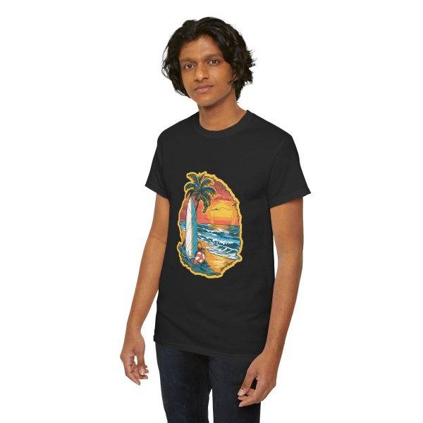 Tropical Sunset Surf Tee - Unisex Heavy Cotton Shirt