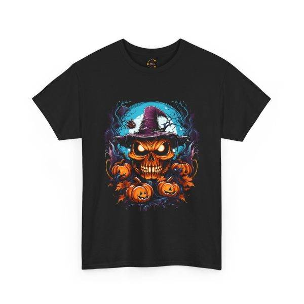 Scarry Halloween Pumpkin Black Color T-Shirt For Unisex Heavy Cotton Tee