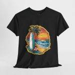 Tropical Sunset Surf Tee - Unisex Heavy Cotton Shirt
