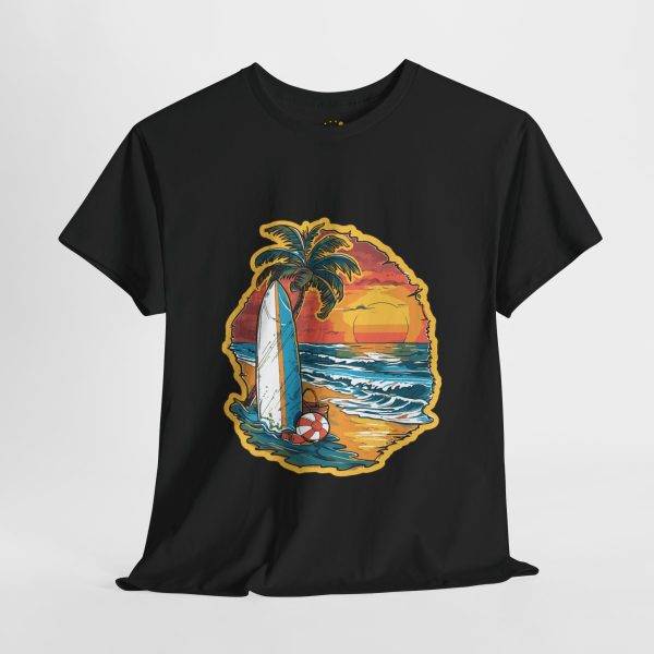 Tropical Sunset Surf Tee - Unisex Heavy Cotton Shirt