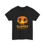 Summer Sunset Black Color T-Shirt For Unisex Heavy Cotton Tee