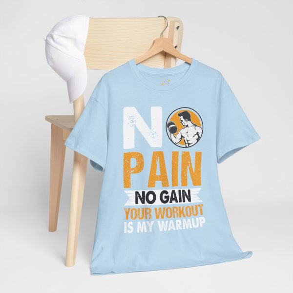 Gym No Pain No Gain Light Blue Color T-Shirt For Unisex Heavy Cotton Tee