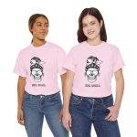 Girl Skull Pink Color T-Shirt For Women Heavy Cotton Tee