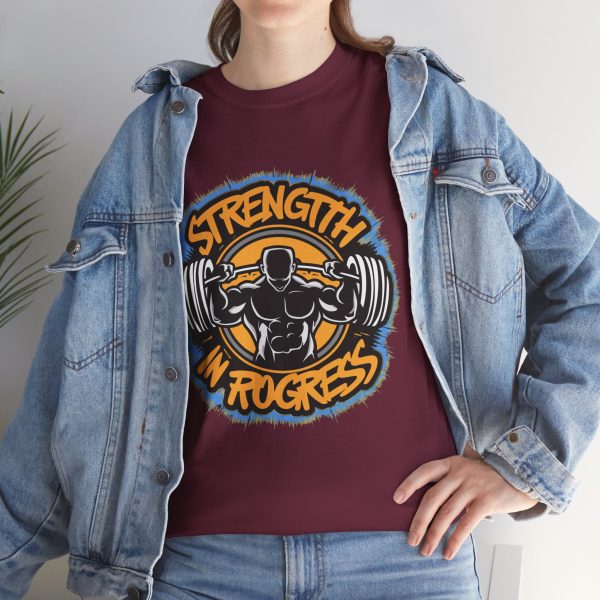 Strength In Progress Maroon Color T-Shirt For Unisex Heavy Cotton Tee