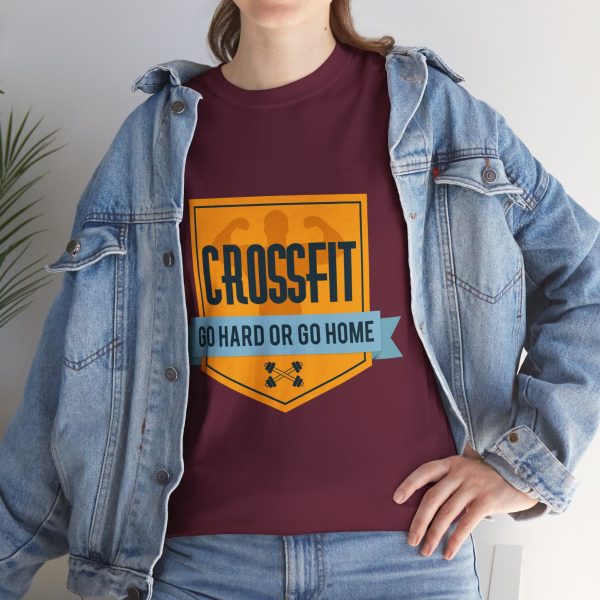 GYM Cross Fit Go Hard Or Go Home Maroon Color T-Shirt For Unisex Heavy Cotton Tee