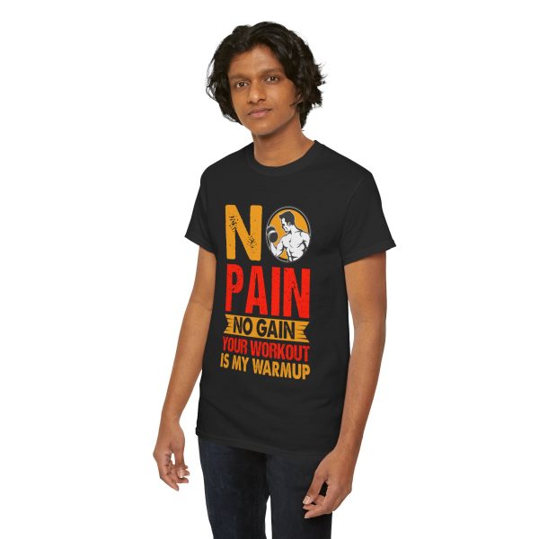 No pain no gain gym Black Color T-Shirt for Unisex Heavy Cotton Tee