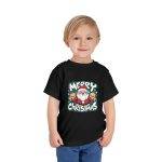 Merry Christmas Black Color T-Shirt For Kids Toddler Short Sleeve Tee