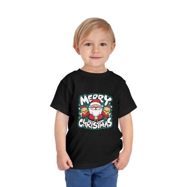 Merry Christmas Black Color T-Shirt For Kids Toddler Short Sleeve Tee