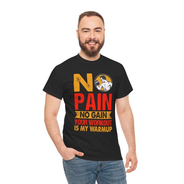 No pain no gain gym Black Color T-Shirt for Unisex Heavy Cotton Tee