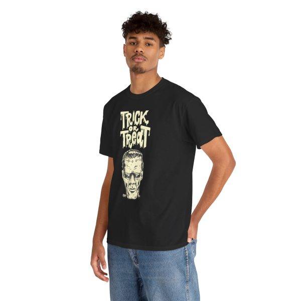 Halloween Frankenstein Trick Or Treat Black Color T-Shirt For Men Heavy Cotton Tee