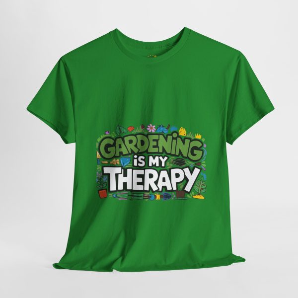 Gardening Is My Therapy Unisex Heavy Cotton Tee - Green Gardening T-Shirt for Plant Lovers