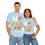 Gym No Pain No Gain Light Blue Color T-Shirt For Unisex Heavy Cotton Tee