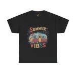 Summer Vibes Black Color T-Shirt For Unisex Heavy Cotton Tee