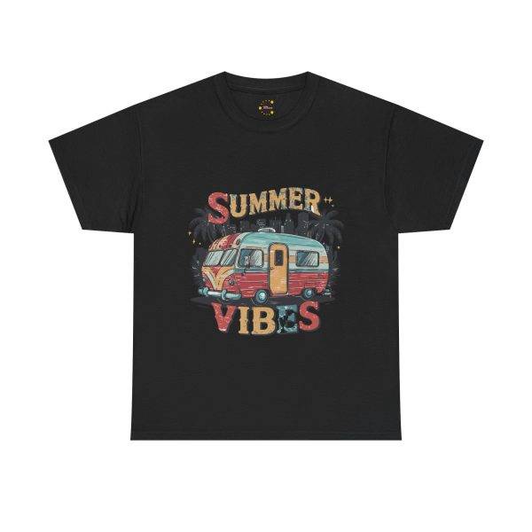 Summer Vibes Black Color T-Shirt For Unisex Heavy Cotton Tee