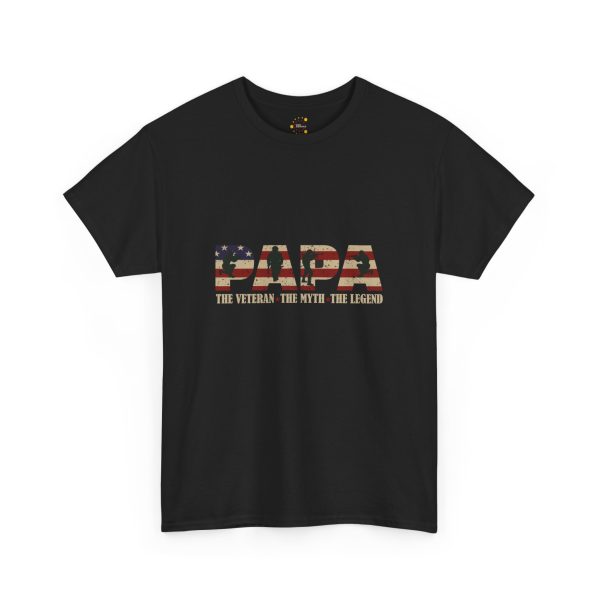 Patriotic Tee for Dads - 'Papa: The Veteran, The Myth, The Legend'