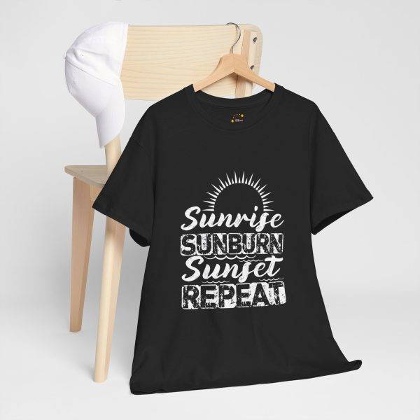 Sunrise Sunburn Sunset Repeat Black Color T-Shirt For Unisex Heavy Cotton Tee