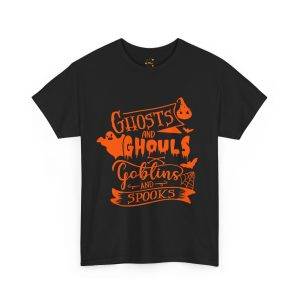Halloween Ghosts And Ghouls Black Color T-Shirt For Unisex Heavy Cotton Tee