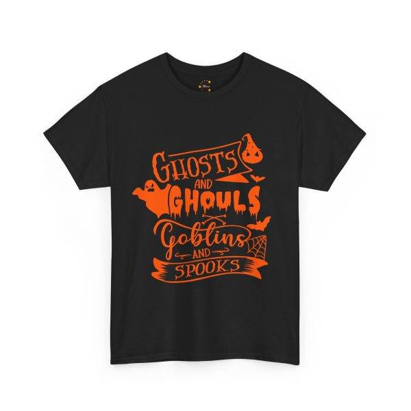 Halloween Ghosts And Ghouls Black Color T-Shirt For Unisex Heavy Cotton Tee