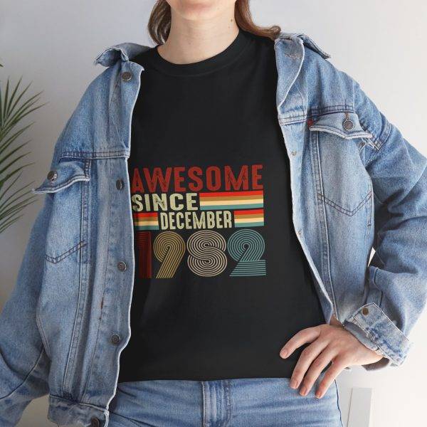 Awesome since 1982 Black Color T-Shirt For Unisex Heavy Cotton Tee