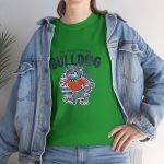 Bulldog Green Color T-Shirt For Unisex Heavy Cotton Tee
