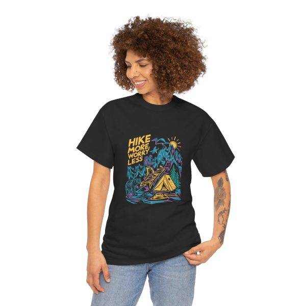 Hike More Worry Less Unisex Heavy Cotton Tee - Adventure Graphic T-Shirt
