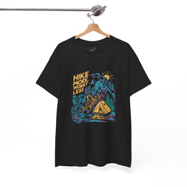 Hike More Worry Less Unisex Heavy Cotton Tee - Adventure Graphic T-Shirt