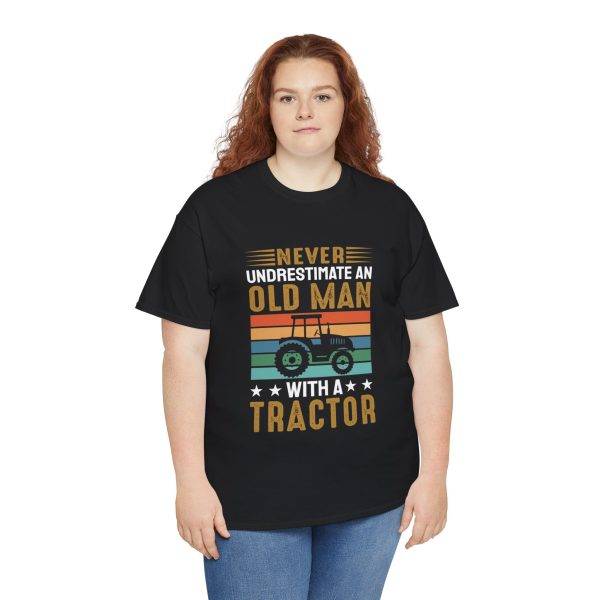 Never Underestimate an Old Man with a Tractor Unisex Heavy Cotton Tee