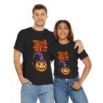 Halloween Trick Or Treat Black Color T-Shirt For Unisex Heavy Cotton Tee