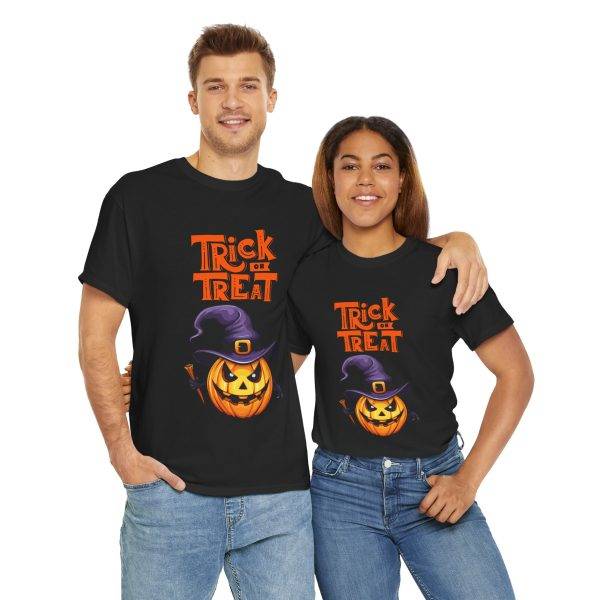 Halloween Trick Or Treat Black Color T-Shirt For Unisex Heavy Cotton Tee