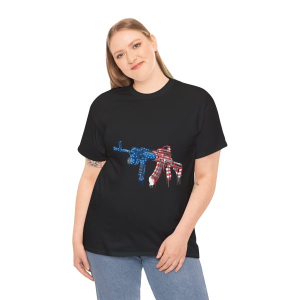 Patriotic Gun USA Flag Graphic Unisex Heavy Cotton Tee Patriotic Gun USA Flag Graphic Unisex Heavy Cotton Tee