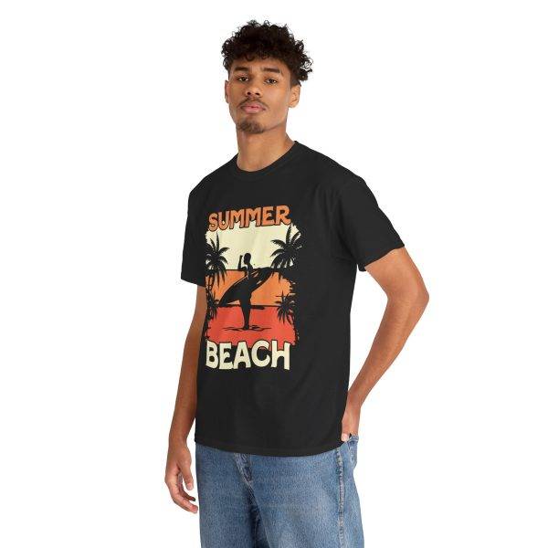 Summer Beach Unisex Heavy Cotton Tee - Relaxed Fit, Tropical Vibe, Perfect for Vacation