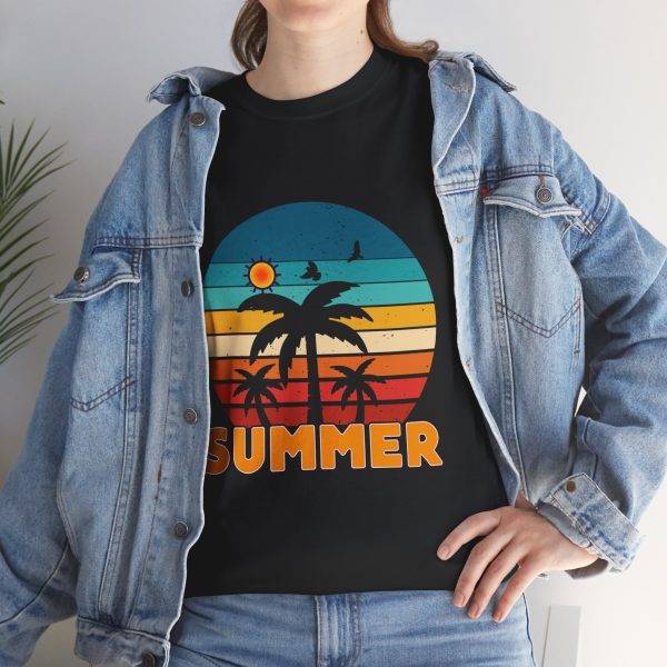 Summer Vibes Unisex Heavy Cotton Tee with Palm Tree Design Summer Vibes Unisex Heavy Cotton Tee with Palm Tree Design