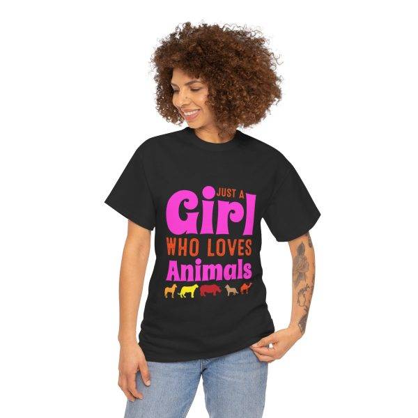 Just A Girl Who Loves Animals Black Color T-Shirt For Women Heavy Cotton Tee
