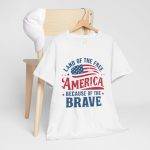Unisex Heavy Cotton Tee - 'Land of the Free, America Because of the Brave'