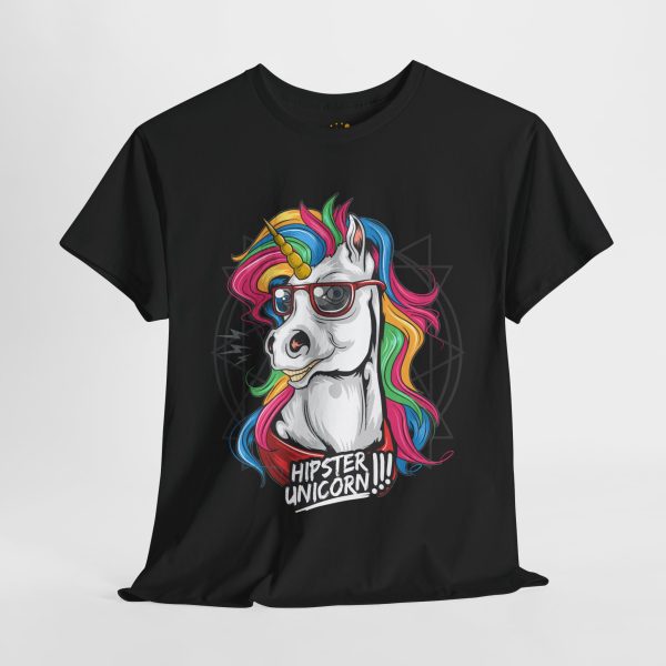 Hipster Unicorn black color Tshirt For Unisex Heavy Cotton Tee