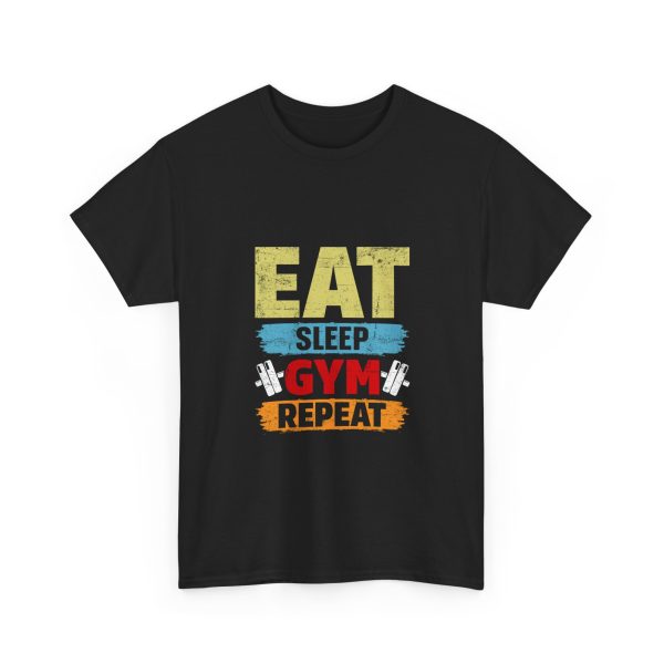 Motivational Gym Tee - Eat Sleep Gym Repeat Unisex Heavy Cotton Shirt