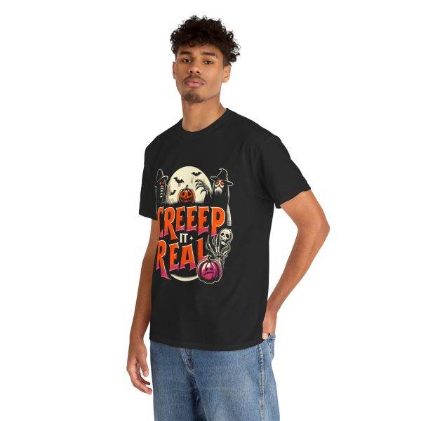Halloween Creeep It Real Black Color T-Shirt For Unisex Heavy Cotton Tee