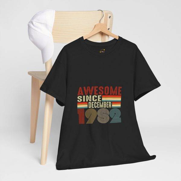 Awesome since 1982 Black Color T-Shirt For Unisex Heavy Cotton Tee