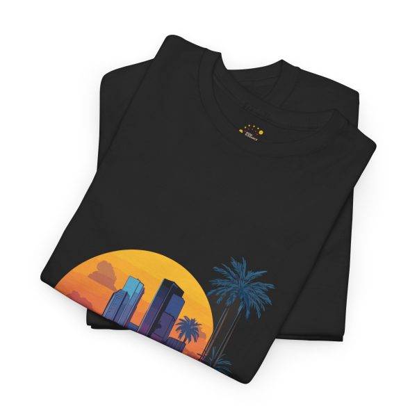 Car with City Background Black Color T-Shirt For Unisex Heavy Cotton Tee