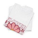 Flower White Color T-Shirt for Women Heavy Cotton Tee