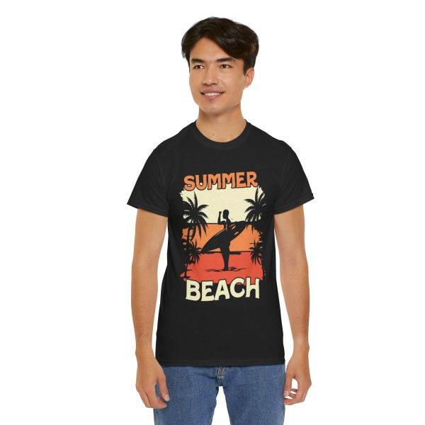 Summer Beach Unisex Heavy Cotton Tee - Relaxed Fit, Tropical Vibe, Perfect for Vacation