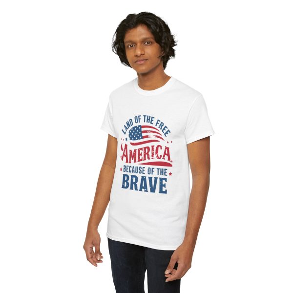 Unisex Heavy Cotton Tee - 'Land of the Free, America Because of the Brave'