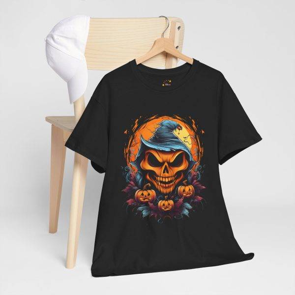 Scary Halloween Pumpkin Black Color T-Shirt For Unisex Heavy Cotton Tee Scary Halloween Pumpkin Black Color T-Shirt For Unisex Heavy Cotton Tee