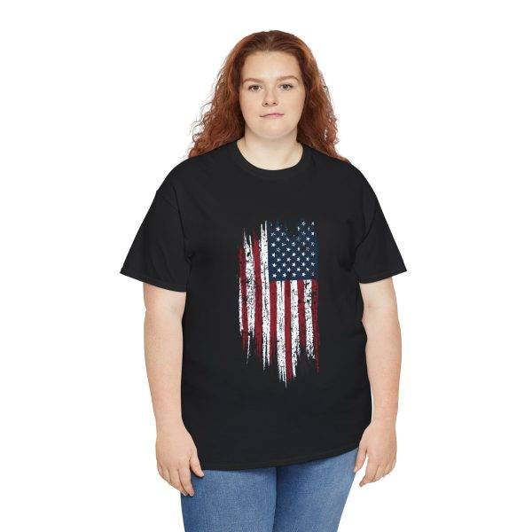 USA Flag Black Color T-Shirt For Unisex Heavy Cotton Tee