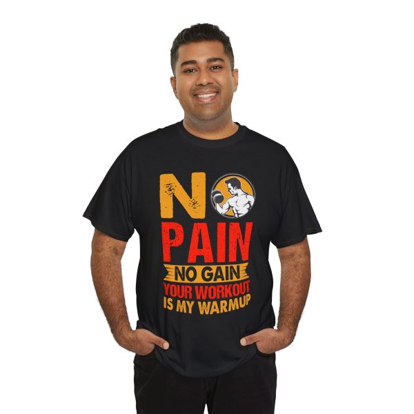 No pain no gain gym Black Color T-Shirt for Unisex Heavy Cotton Tee