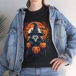 Scary Halloween pumpkin Black Color T-Shirt For Unisex Heavy Cotton Tee