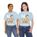 Gym No Pain No Gain Light Blue Color T-Shirt For Unisex Heavy Cotton Tee
