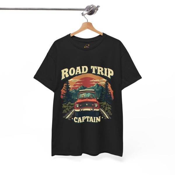 Road Trip Captain Black Color T-Shirt For Unisex Heavy Cotton Tee