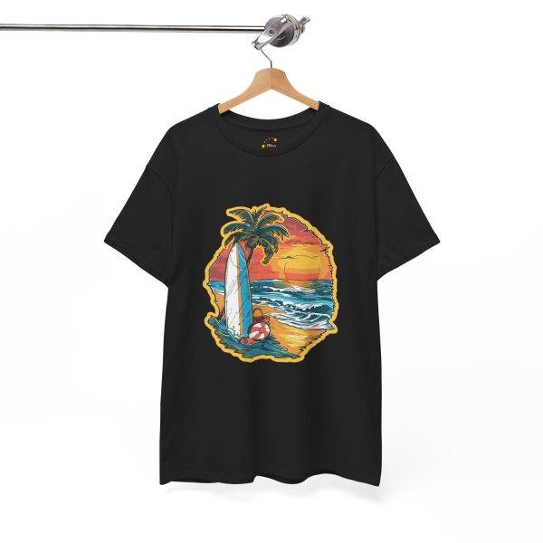 Tropical Sunset Surf Tee - Unisex Heavy Cotton Shirt